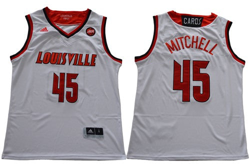 Custom Cardinals #45 Donovan Mitchell White Basketball Stitched NCAA Jersey