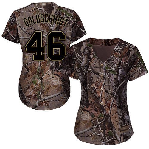 Custom Cardinals #46 Paul Goldschmidt Camo Realtree Collection Cool Base Women’s Stitched Baseball Jersey
