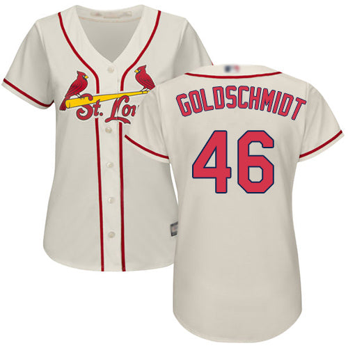 Custom Cardinals #46 Paul Goldschmidt Cream Alternate Women’s Stitched Baseball Jersey