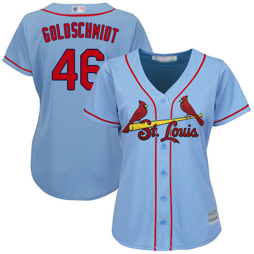 Custom Cardinals #46 Paul Goldschmidt Light Blue Alternate Women’s Stitched Baseball Jersey