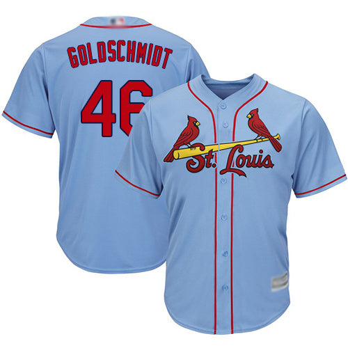 Custom Cardinals #46 Paul Goldschmidt Light Blue New Cool Base Stitched Baseball Jersey