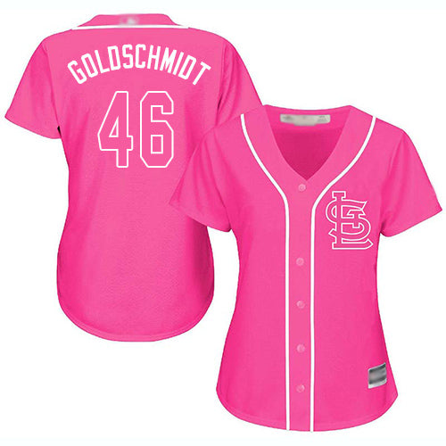 Custom Cardinals #46 Paul Goldschmidt Pink Fashion Women’s Stitched Baseball Jersey