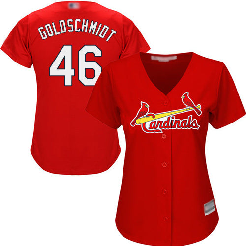 Custom Cardinals #46 Paul Goldschmidt Red Alternate Women’s Stitched Baseball Jersey