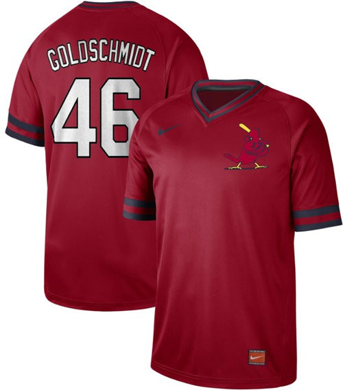 Custom Cardinals #46 Paul Goldschmidt Red Cooperstown Collection Stitched Baseball Jersey