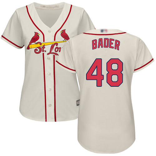 Custom Cardinals #48 Harrison Bader Cream Alternate Women’s Stitched Baseball Jersey