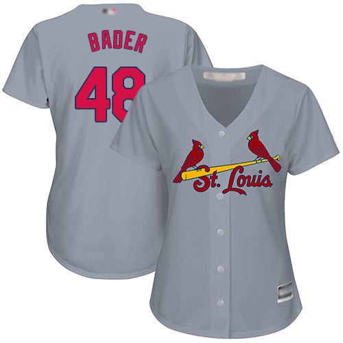 Custom Cardinals #48 Harrison Bader Grey Road Women’s Stitched Baseball Jersey