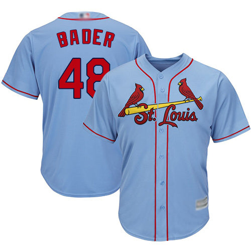 Custom Cardinals #48 Harrison Bader Light Blue Cool Base Stitched Youth Baseball Jersey