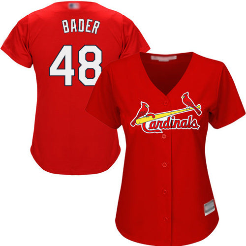 Custom Cardinals #48 Harrison Bader Red Alternate Women’s Stitched Baseball Jersey