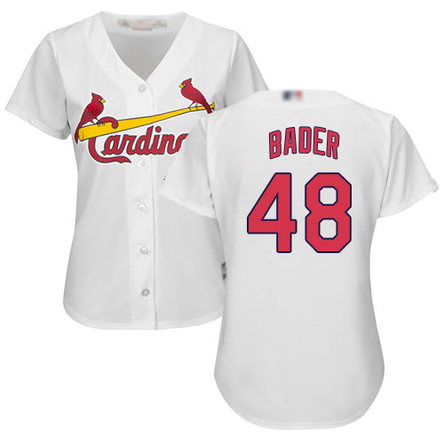 Custom Cardinals #48 Harrison Bader White Home Women’s Stitched Baseball Jersey