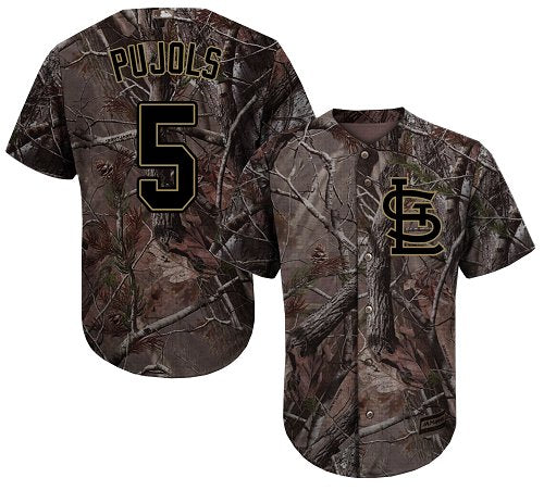 Custom Cardinals #5 Albert Pujols Camo Realtree Collection Cool Base Stitched Baseball Jersey