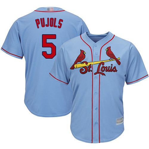 Custom Cardinals #5 Albert Pujols Light Blue Cool Base Stitched Youth Baseball Jersey
