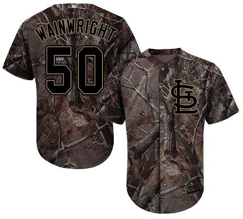 Custom Cardinals #50 Adam Wainwright Camo Realtree Collection Cool Base Stitched Baseball Jersey