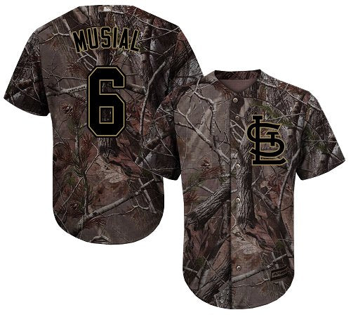 Custom Cardinals #6 Stan Musial Camo Realtree Collection Cool Base Stitched Baseball Jersey