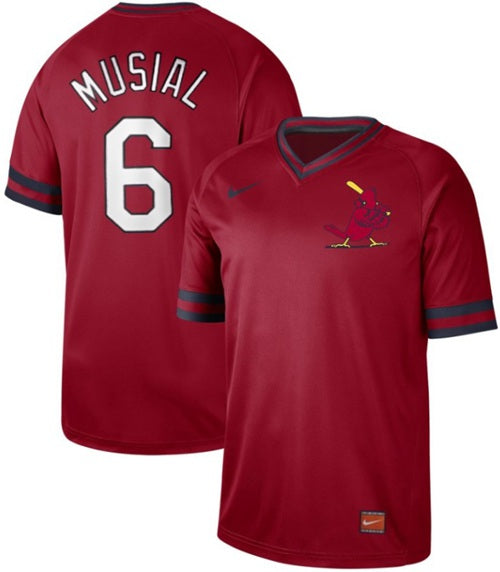 Custom Cardinals #6 Stan Musial Red Cooperstown Collection Stitched Baseball Jersey