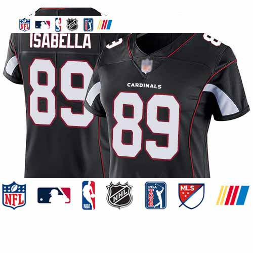 Custom Cardinals #89 Andy Isabella Black Alternate Women’s Stitched Football Vapor Untouchable Limited Jersey