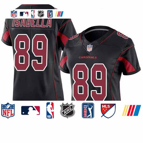 Custom Cardinals #89 Andy Isabella Black Women’s Stitched Football Limited Rush Jersey