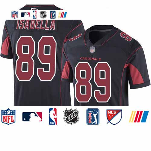 Custom Cardinals #89 Andy Isabella Black Youth Stitched Football Limited Rush Jersey