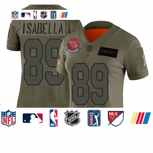 Custom Cardinals #89 Andy Isabella Camo Women’s Stitched Football Limited 2019 Salute to Service Jersey