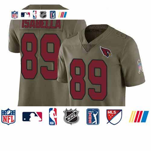 Custom Cardinals #89 Andy Isabella Olive Men’s Stitched Football Limited 2017 Salute to Service Jersey