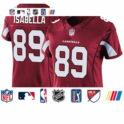 Custom Cardinals #89 Andy Isabella Red Team Color Women’s Stitched Football Vapor Untouchable Limited Jersey