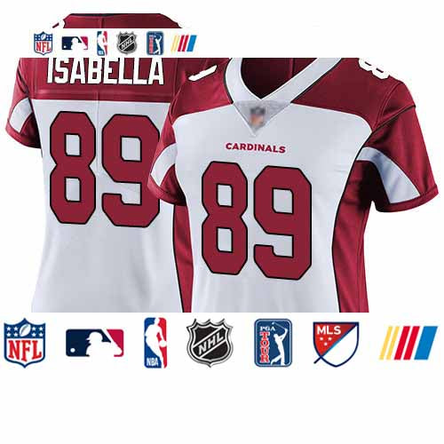 Custom Cardinals #89 Andy Isabella White Women’s Stitched Football Vapor Untouchable Limited Jersey