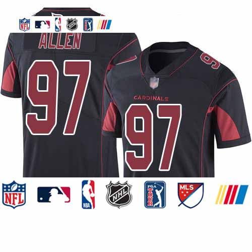 Custom Cardinals #97 Zach Allen Black Men’s Stitched Football Limited Rush Jersey