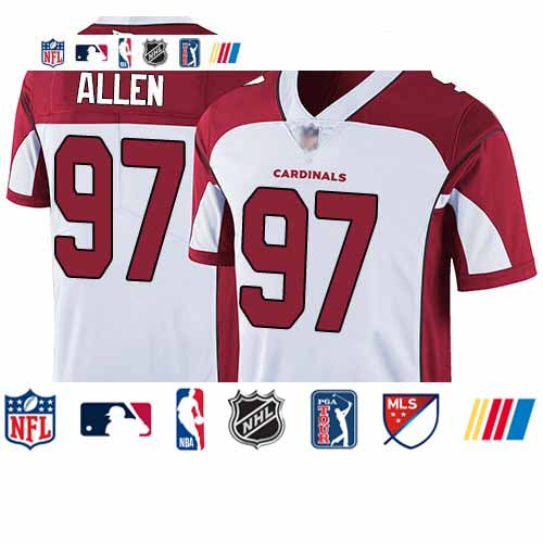 Custom Cardinals #97 Zach Allen White Men’s Stitched Football Vapor Untouchable Limited Jersey
