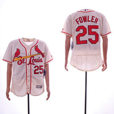 Custom Cardinals 25 Dexter Fowler Cream Flexbase Jersey