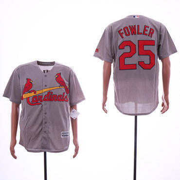 Custom Cardinals 25 Dexter Fowler Gray Cool Base Jersey