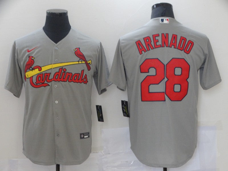 Custom Cardinals 28 Nolan Arenado Gray Cool Base Jersey