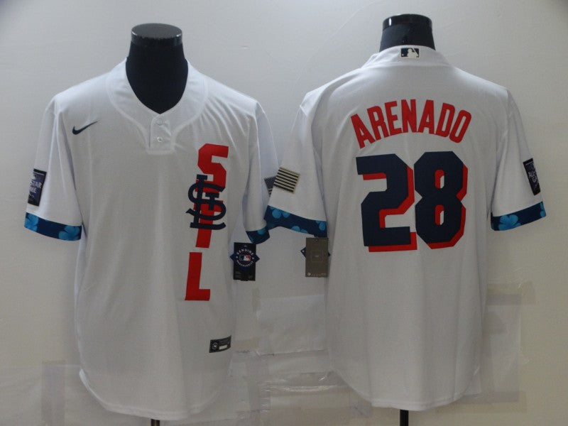 Custom Cardinals 28 Nolan Arenado White 2021 MLB All-Star Cool Base Jersey