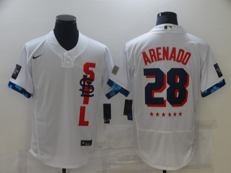 Custom Cardinals 28 Nolan Arenado White 2021 MLB All-Star Flexbase Jersey