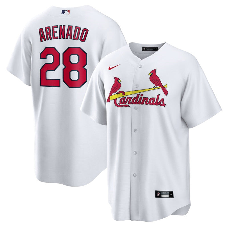 Custom Cardinals 28 Nolan Arenado White Cool Base Jersey