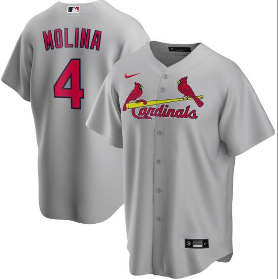 Custom Cardinals 4 Yadier Molina Gray 2020 Cool Base Jersey