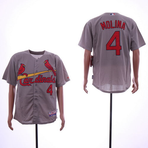 Custom Cardinals 4 Yadier Molina Gray Flexbase Jersey