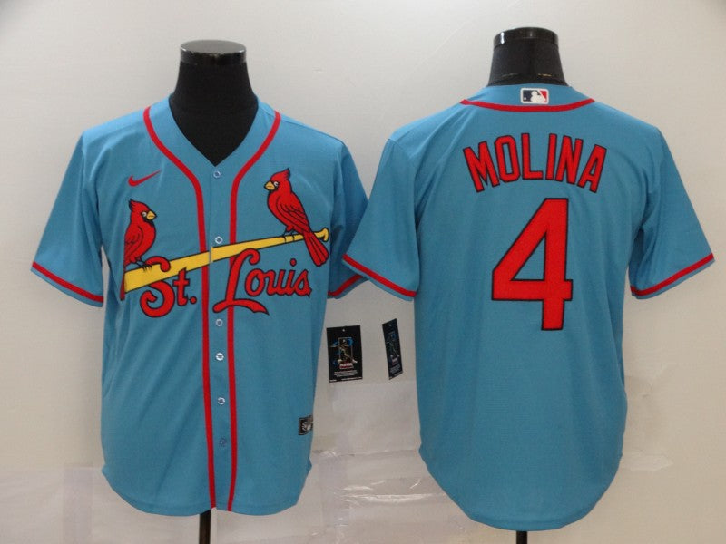 Custom Cardinals 4 Yadier Molina Light Blue 2020 Cool Base Jersey