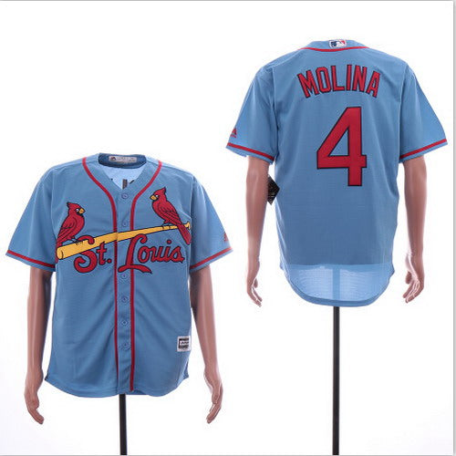 Custom Cardinals 4 Yadier Molina Light Blue Cool Base Jersey
