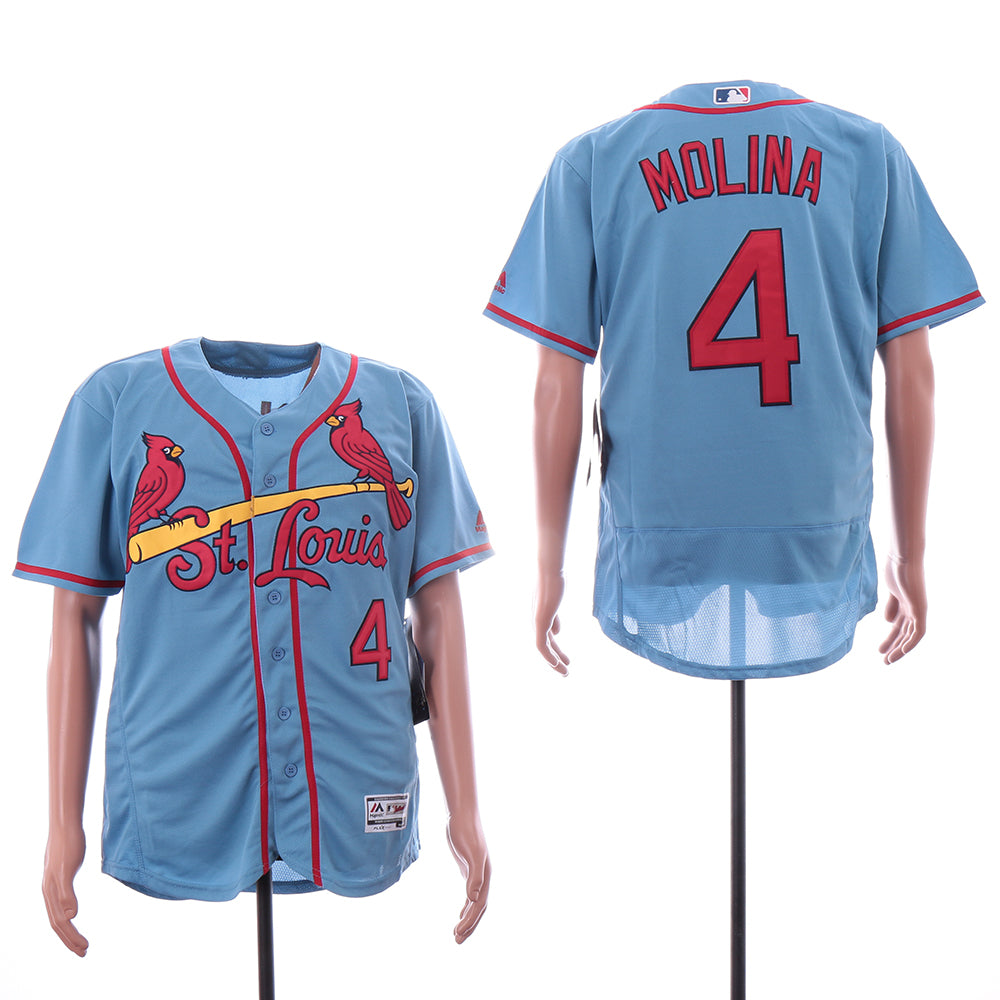Custom Cardinals 4 Yadier Molina Light Blue Flexbase Jersey