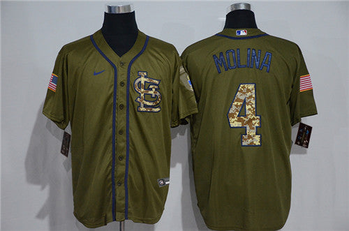 Custom Cardinals 4 Yadier Molina Olive 2020 Cool Base Jersey