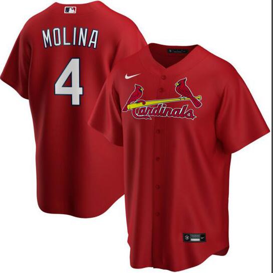 Custom Cardinals 4 Yadier Molina Red 2020 Cool Base Jersey