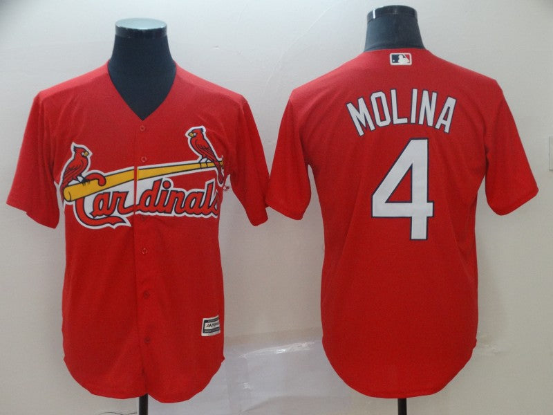 Custom Cardinals 4 Yadier Molina Red Cool Base Jersey