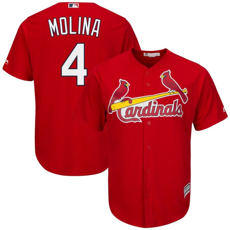 Custom Cardinals 4 Yadier Molina Red Cool Base Jersey