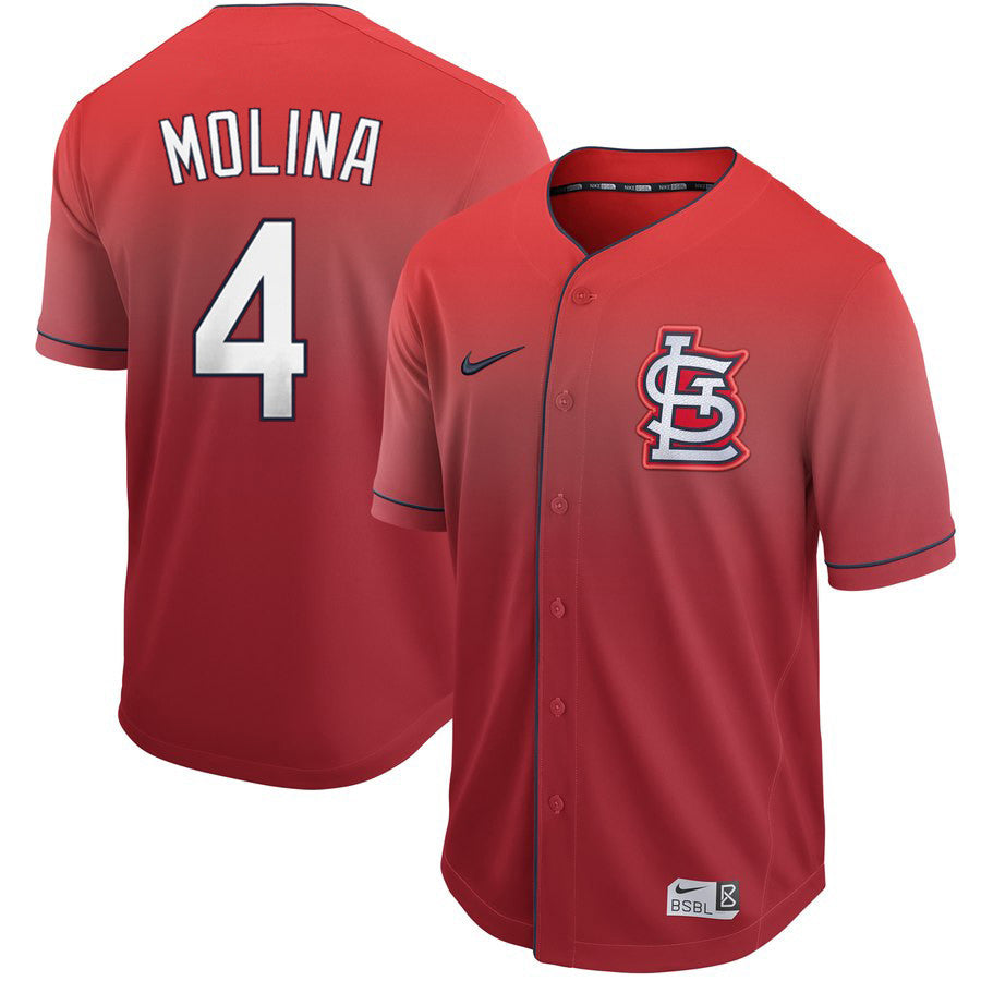 Custom Cardinals 4 Yadier Molina Red Drift Fashion Jersey