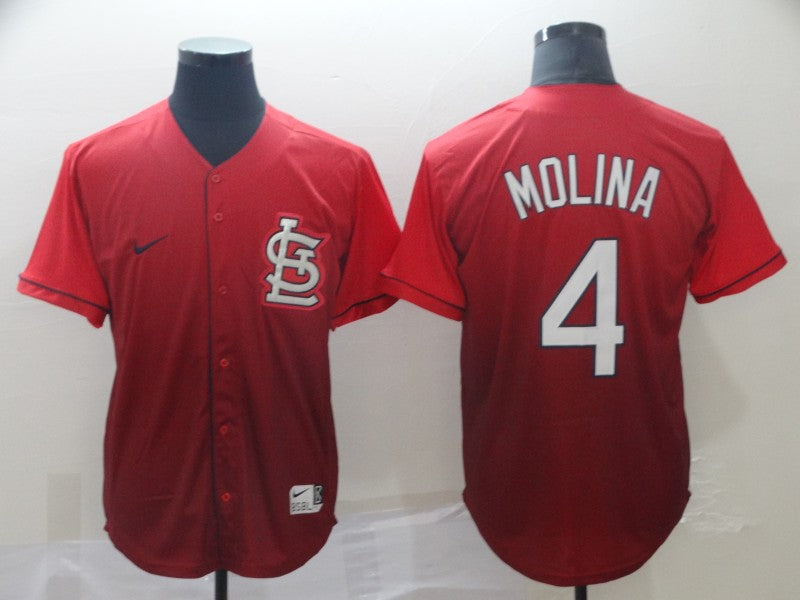 Custom Cardinals 4 Yadier Molina Red Drift Fashion Jersey