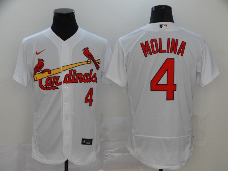 Custom Cardinals 4 Yadier Molina White 2020 Flexbase Jersey