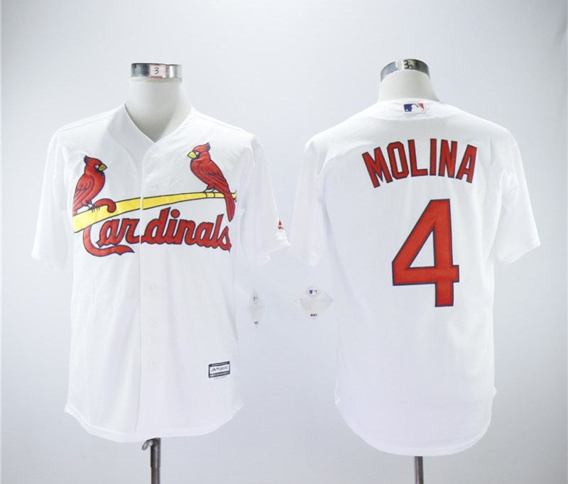Custom Cardinals 4 Yadier Molina White Cool Base Jersey