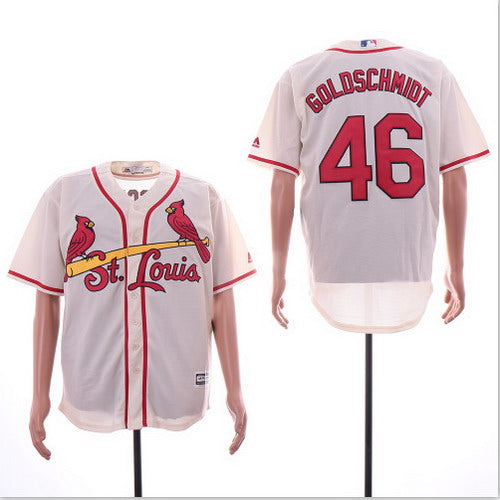 Custom Cardinals 46 Paul Goldschmidt Cream Cool Base Jersey