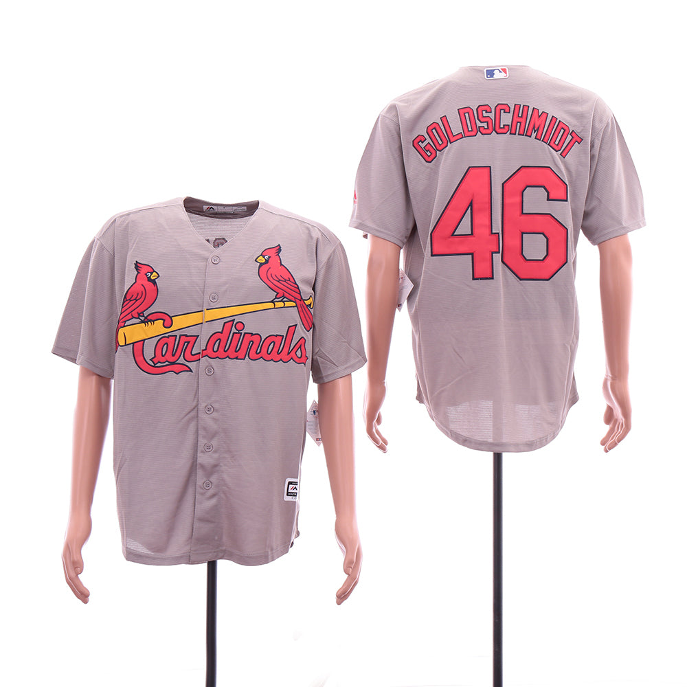 Custom Cardinals 46 Paul Goldschmidt Gray Cool Base Jersey