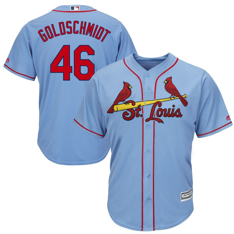 Custom Cardinals 46 Paul Goldschmidt Light Blue Cool Base Jersey