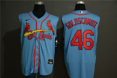 Custom Cardinals 46 Paul Goldschmidt Light Blue Cool Base Sleeveless Jersey